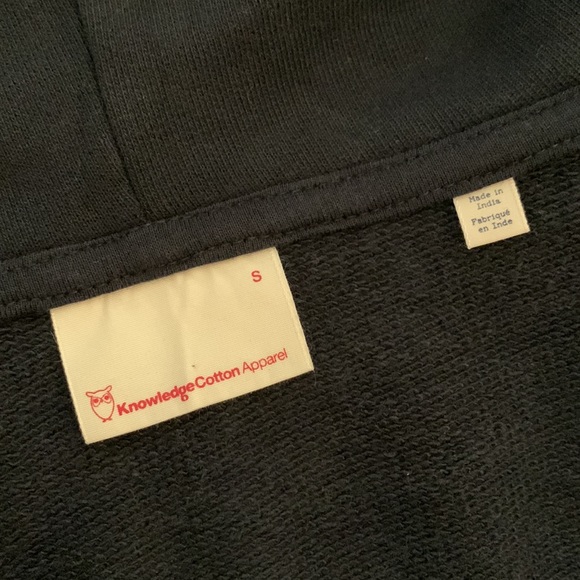 KNOWLEDGECOTTON APPAREL NAVY BLUE ZIP UP HOODIE WITH OWL LOGO - Picture 6 of 8